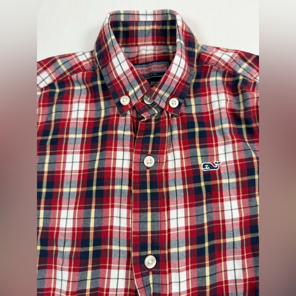 VINEYARD VINES Toddler Boys’ Red Tartan Plaid Whale Casual Button Down Size 3T - Picture 1 of 9